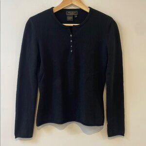 Andre Christian cashmere women’s sweater S/M black longsleeve henley pullover